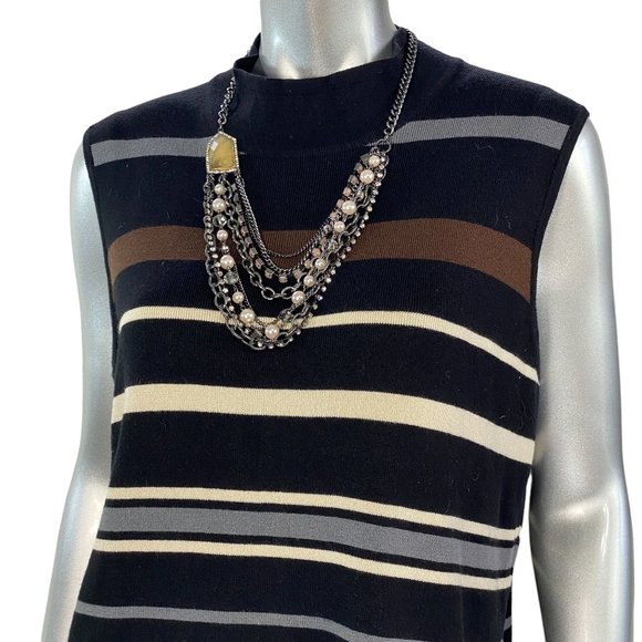 Cato Brown Black Striped Sleeveless Knit Skirt Set XL - Picture 11 of 11